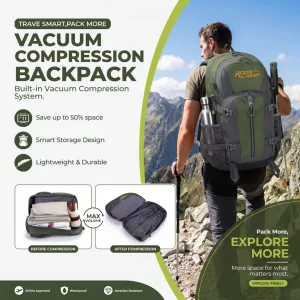 RoosCamp vákuum túra hátizsák zöld 40l