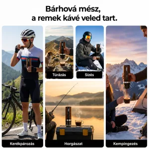 RoosCamp hordozható kávéfőző 7500mAh powerbank