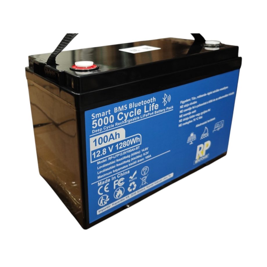 RP 12V 100Ah lítium vasfoszfát (LiFePo4) akkumulátor / bluetooth, kemping, hajó, hobby