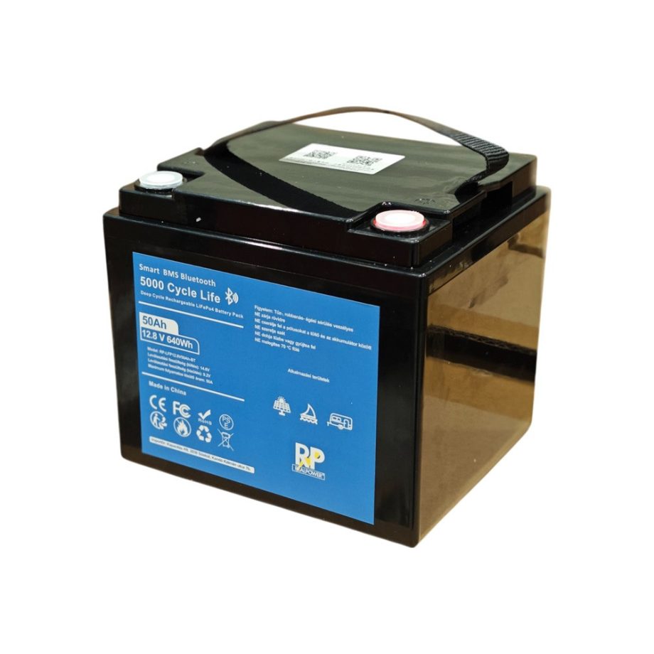 RP 12V 50Ah lítium vasfoszfát (LiFePo4) akkumulátor / bluetooth, kemping, hajó, hobby