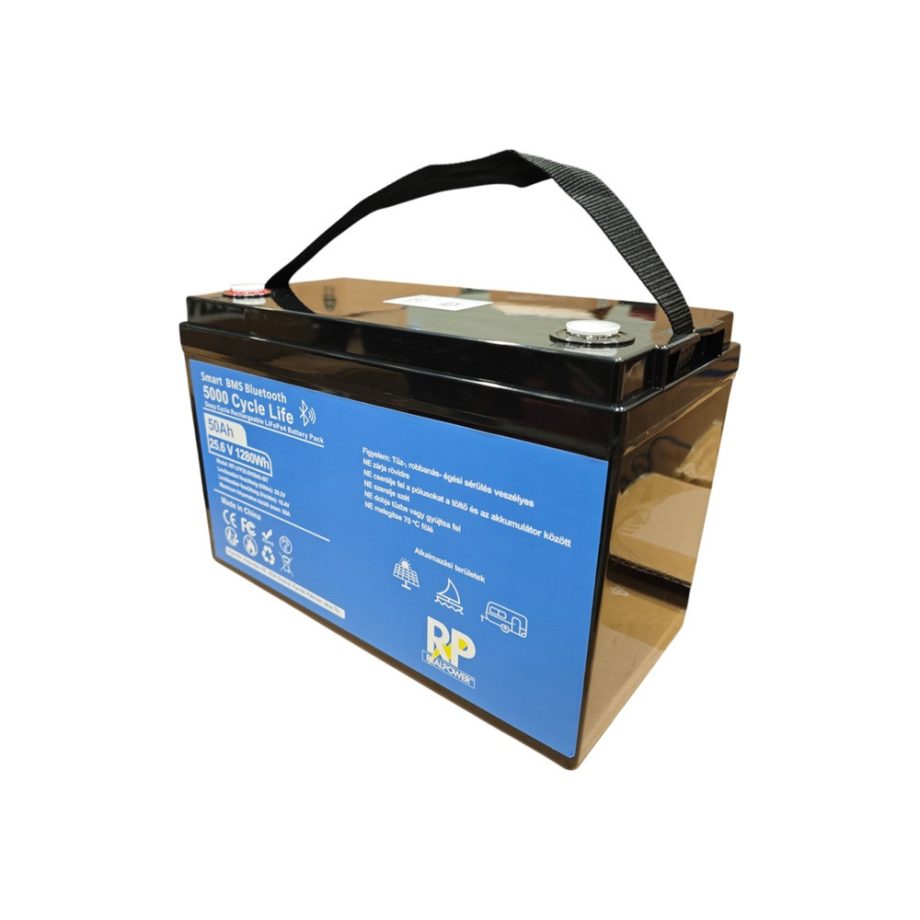 RP 25,2V 50Ah lítium vasfoszfát (LiFePo4) akkumulátor / bluetooth, kemping, hajó, hobby